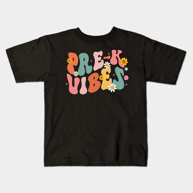 Retro Pre-K vibes back to school, teacher gift 1st day of school shirt first day Kids T-Shirt by Davito Pinebu 